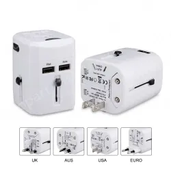 2USB travel adapter 2500mA,5V, KRUSB-WLG3327B