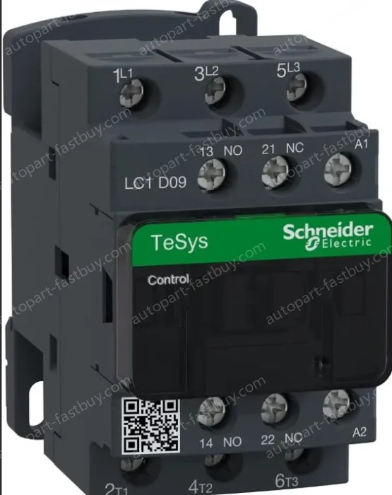 Schneider LC1D09M7C TeSys Deca 3P Contactor, 9A, 220VAC Coil, 1NO+1NC Auxiliary Contacts