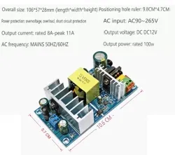 AC-DC buck module: 220V to 12V 8A isolating switching power supply module