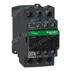 LC1D25BL IEC contactor, TeSys Deca, nonreversing, 25A, 15HP at 480VAC, up to 100kA SCCR, 3 phase, 3 NO, low consumption 24VDC coil