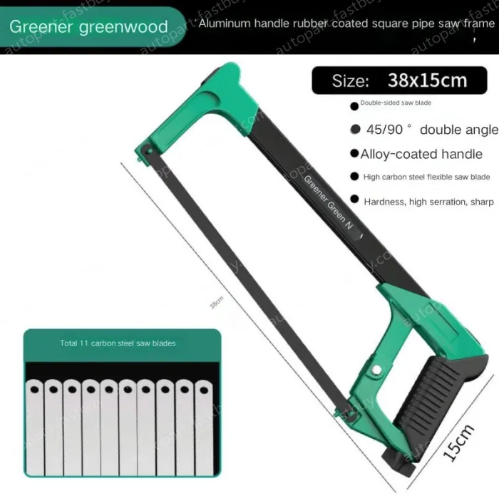 12 inch alloy square tube saw with 11 carbon steel saw blades The saw body can store the saw blades