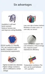 LED light connecting cable 18AWG*6 and (34/0.14TS)