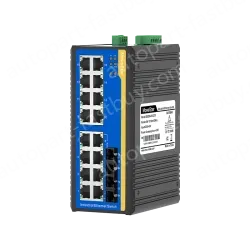 2 Ports 100M F(x) + 16 Ports 10/100M T(x) Din-Rail Unmanaged Industrial Ethernet Switch