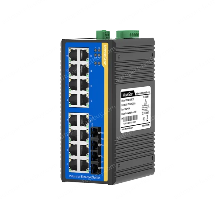 2 Ports 100M F(x) + 16 Ports 10/100M T(x) Din-Rail Unmanaged Industrial Ethernet Switch