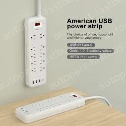 10 AC Outlets Power Strip