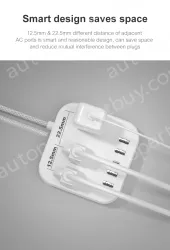 3 AC Outlets USB Power Strip