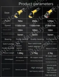 Industrial 850W rear switch metal cut