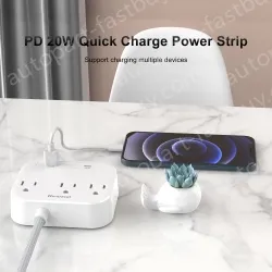 20W PD quick charger 3 AC Outlet Power Strip