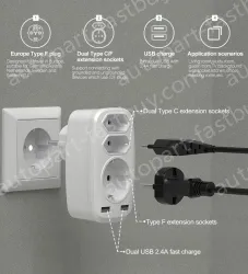 Extension power outlet wall socket