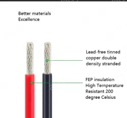 Teflon Wire Cable 8AWG Black 165 cores