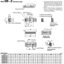 Air Slide Table Double-ported Type MXQ B Series &oslash;6, &oslash;8, &oslash;12, &oslash;16, &oslash;20MXQ16B-125Z