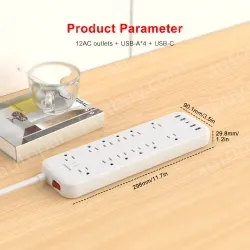 New Design 12 AC Outlets Surge Protector Power Strip