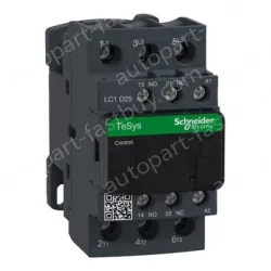 LC1D25U7 IEC contactor, TeSys Deca, nonreversing, 25A, 15HP at 480VAC, up to 100kA SCCR, 3 phase, 3 NO, 240VAC 50/60Hz coil, open